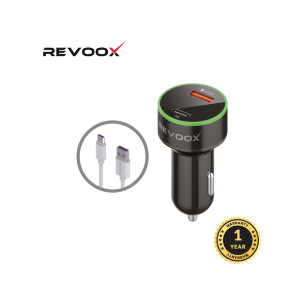 REVOOX Car Charger Type-C & USB 15W + Cable Type-C RCC-PC01 – Image 2