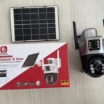 Caméra de surveillance extérieure solaire BH‑Vision YN 90 Gris-Noir PTZ 6K Ultra HD – Suivi automatique, détection humaine et alarme sonore & lumineuse