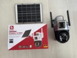 Caméra de surveillance extérieure solaire BH‑Vision YN 90 Gris-Noir PTZ 6K Ultra HD – Suivi automatique, détection humaine et alarme sonore & lumineuse