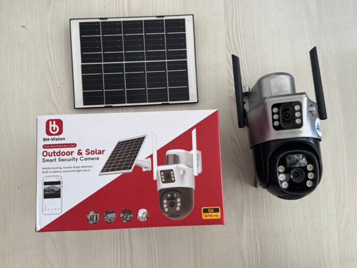 Caméra de surveillance extérieure solaire BH‑Vision YN 90 Gris-Noir PTZ 6K Ultra HD – Suivi automatique, détection humaine et alarme sonore & lumineuse – Image 2