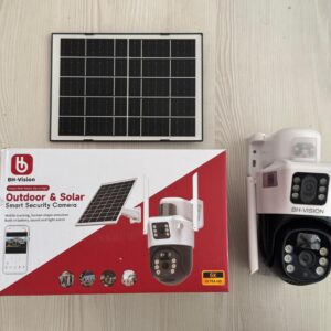 Caméra de surveillance extérieure solaire BH‑Vision YN 90 Blanc PTZ 6K Ultra HD – Suivi automatique, détection humaine et alarme sonore & lumineuse