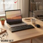 Combo clavier et souris sans fil Revoox WORKET RKM-B201, compatible 2.4G, design ergonomique.