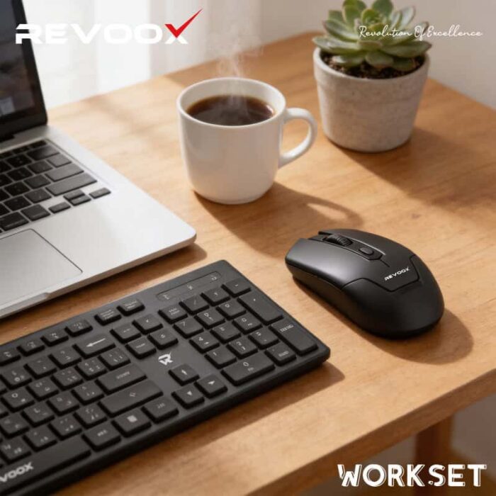 Clavier et souris sans fil Revoox WORKET RKM-B201 pour une utilisation confortable.