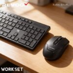 Clavier et souris sans fil Revoox WORKET RKM-B201, connectivité 2.4G, design ergonomique.