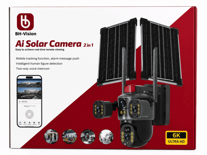 Caméra solaire intelligente BH-Vision 2-en-1 avec IA | Caméra de sécurité extérieure sans fil 6K Ultra HD – Image 2