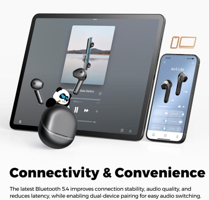 Air5 Lite Earbuds Bluetooth 5.4 LDAC Hi-Res 30H – Image 3