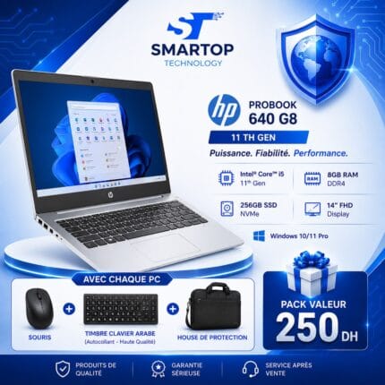 HP ProBook 640 G8 Core i5-1145G7 I 8Go I 256Go SSD 14″FHD