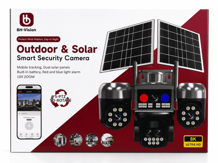 Caméra de sécurité intelligente extérieure solaire BH-Vision | Caméra PTZ double panneau solaire 8K Ultra HD – Image 3