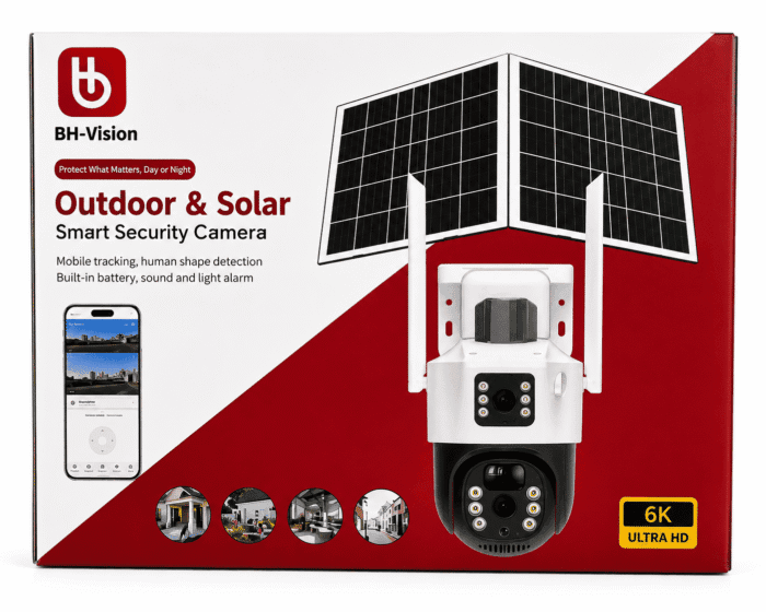 Caméra de sécurité intelligente extérieure et solaire BH-Vision | Caméra solaire sans fil 6K Ultra HD – Image 2