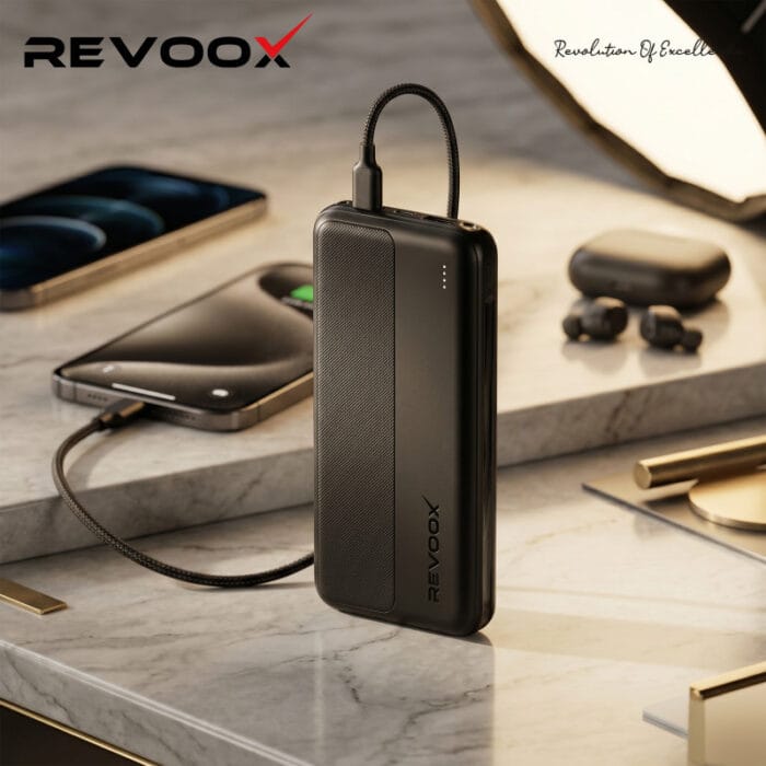 Power Bank Revoox RevoSpark 15W 10000mAh Câbles Intégrés – RPB-P099 – Image 5